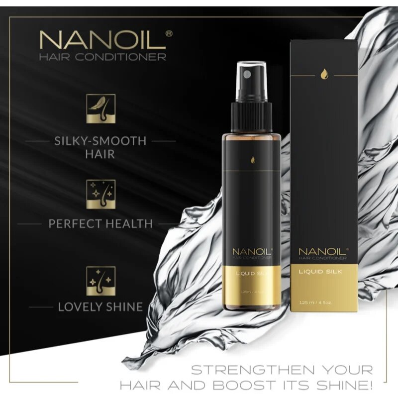 Nanoil Liquid Silk balsam fără clătire cu efect de netezire pentru păr 125 ml