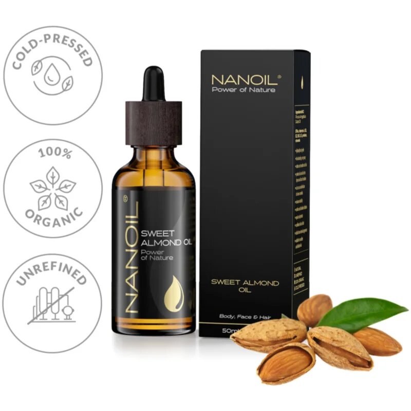 Nanoil Sweet Almond Oil ulei de migdale pentru față corp și păr 50 ml