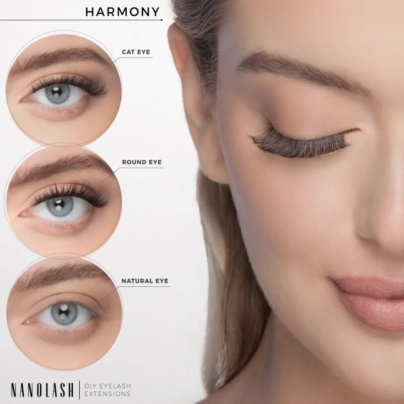 Nanolash DIY Eyelash Extensions pachet cu gene fără noduri autoadezive Harmony 36 buc