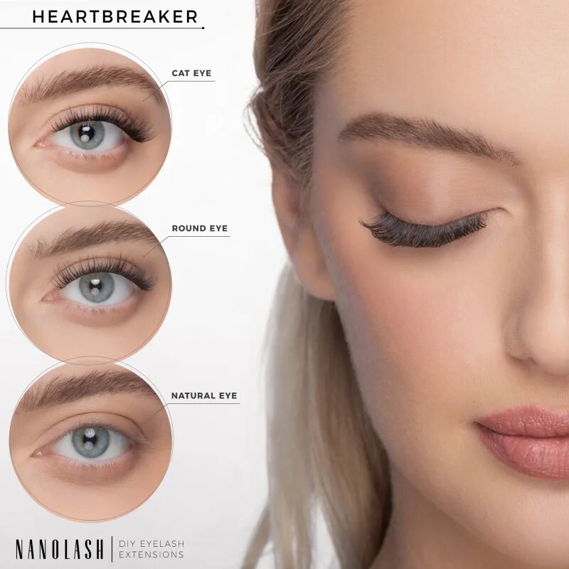 Nanolash DIY Eyelash Extensions pachet cu gene fără noduri autoadezive Heartbreaker 36 buc