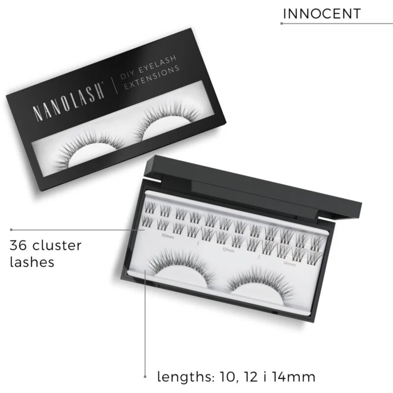 Nanolash DIY Eyelash Extensions pachet cu gene fără noduri autoadezive Innocent 36 buc