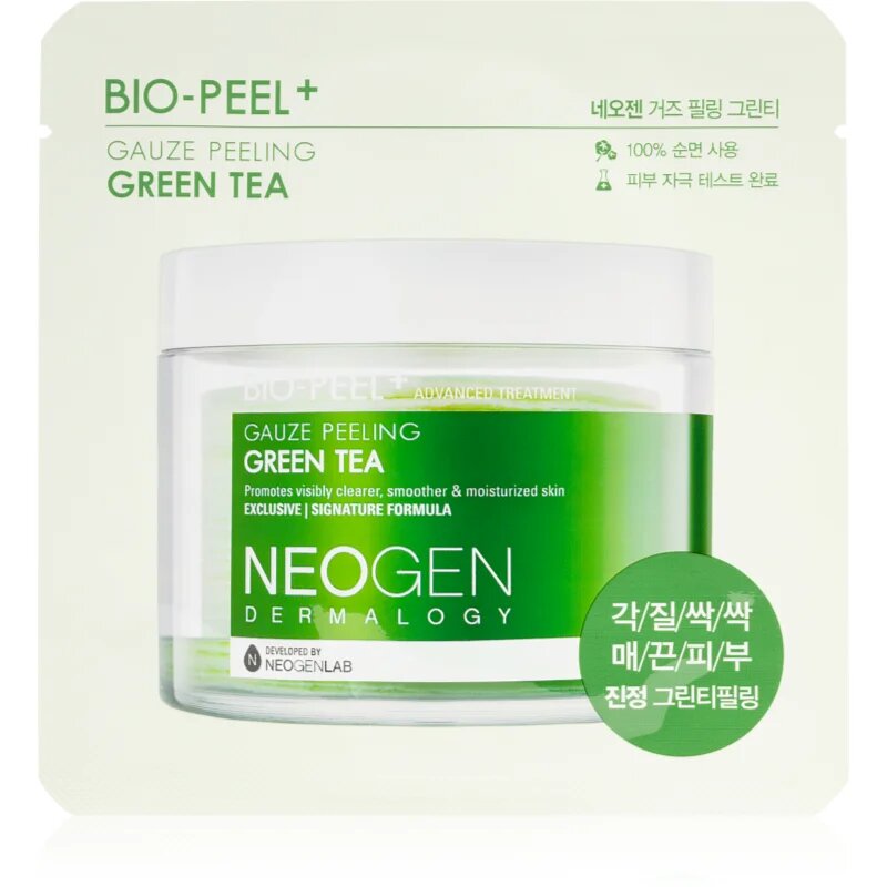 Bio-Peel+ Gauze Peeling Green Tea discuri pentru indepartarea impuritatilor pentru luminozitate si hidratare 1 buc