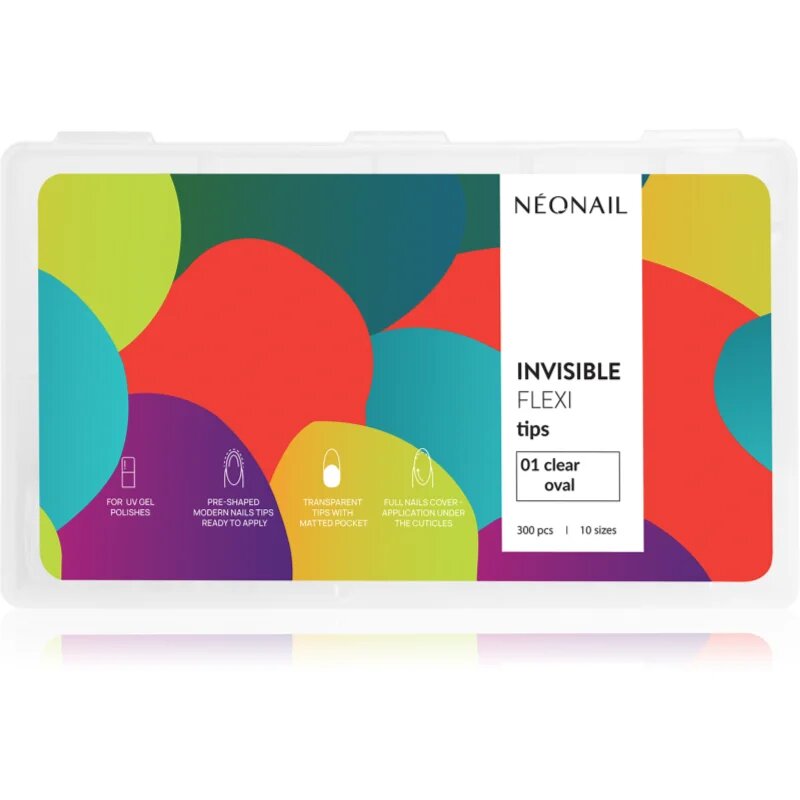 NeoNail Flexi Tips Invisible unghii artificiale tip 01 Clear Oval 300 buc