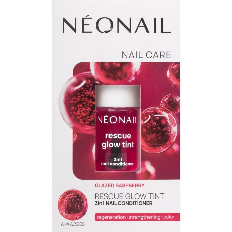 NeoNail Rescue Glow Tint 3in1 Nail Conditioner lac de unghii pentru ingrijire culoare Glazed Raspberry 7.2 ml