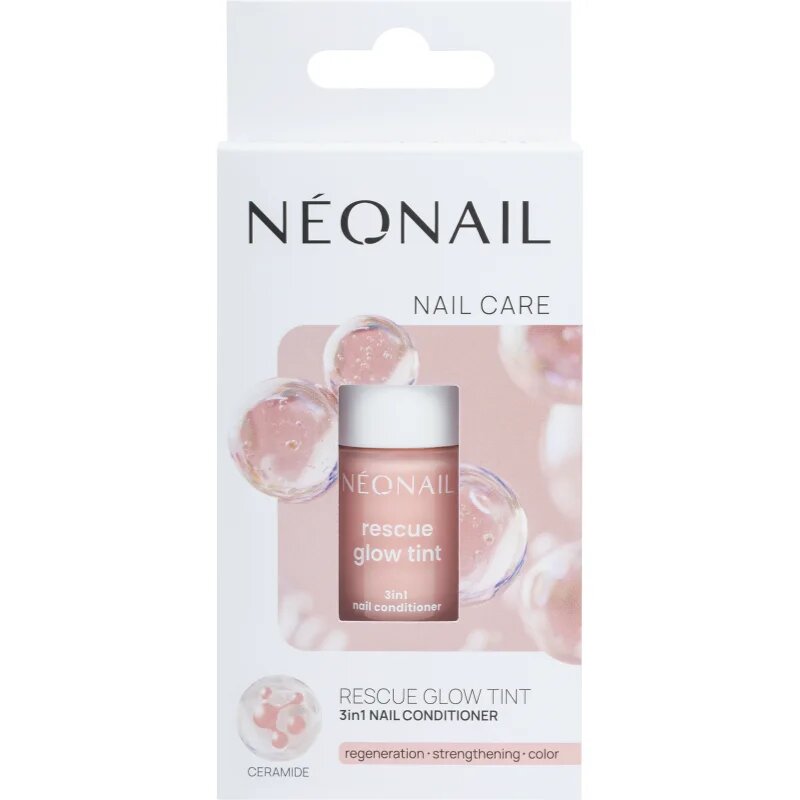 NeoNail Rescue Glow Tint 3in1 Nail Conditioner lac de unghii pentru ingrijire culoare Peachy Nude 7.2 ml