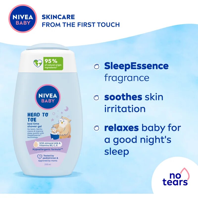 Nivea BABY Bed Time gel de dus pentru corp si par 200 ml