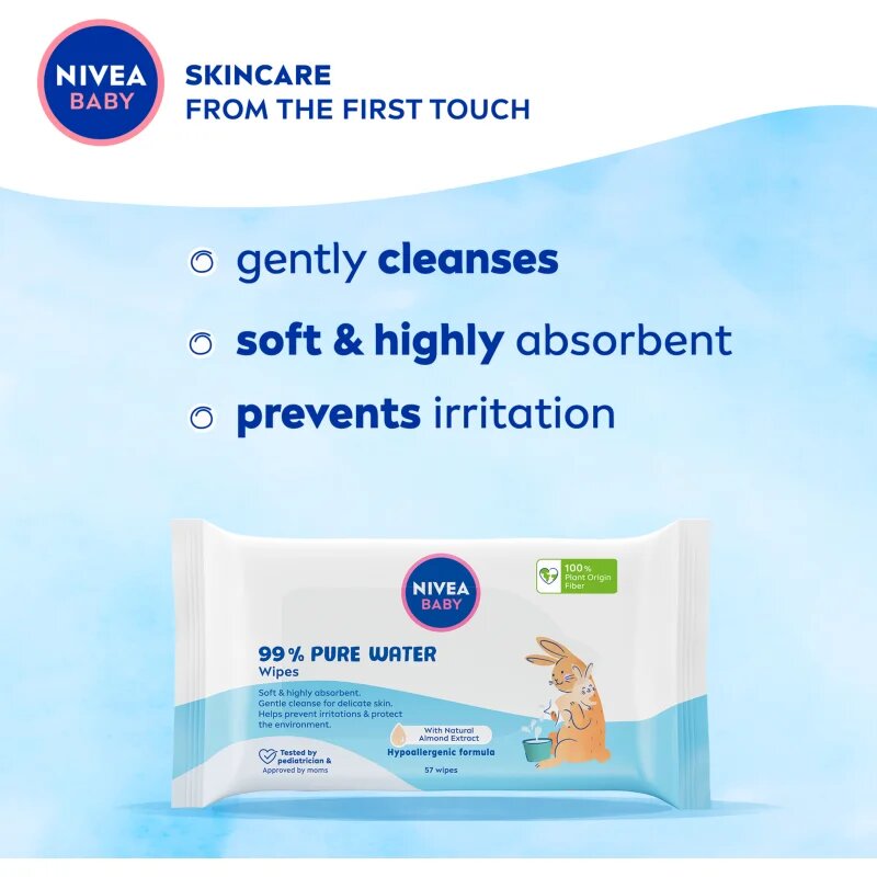 Nivea BABY Pure Water Servetele umede cu efect revigorant 57 buc