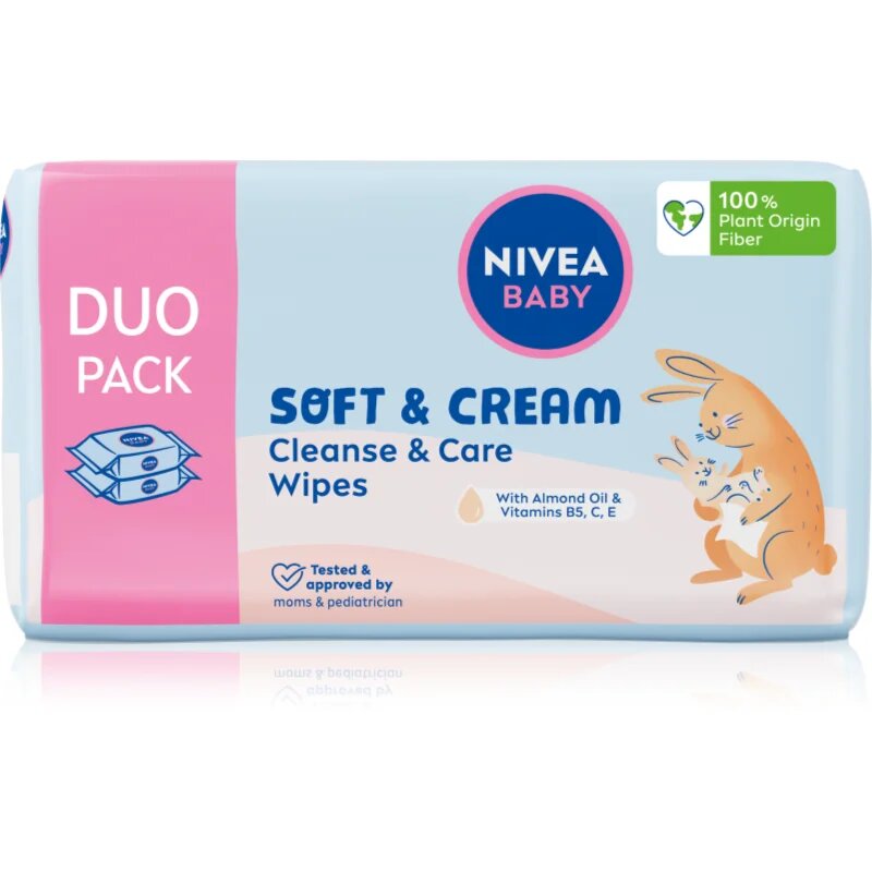Nivea BABY Soft & Cream servetele delicate pentru copii 2x57 buc