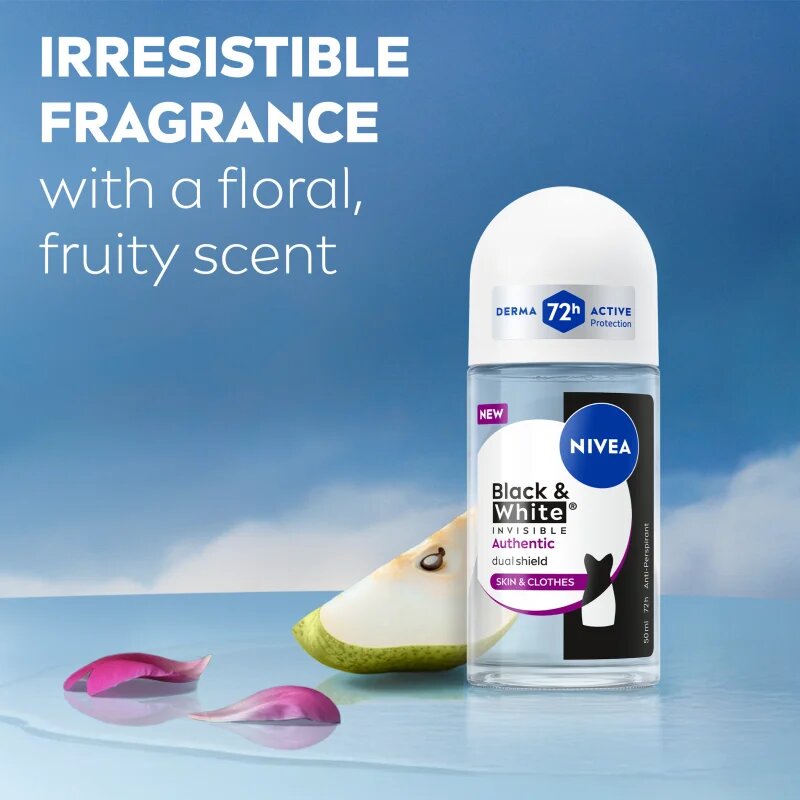 Nivea Black & White Authentic deodorant roll-on antiperspirant 50 ml