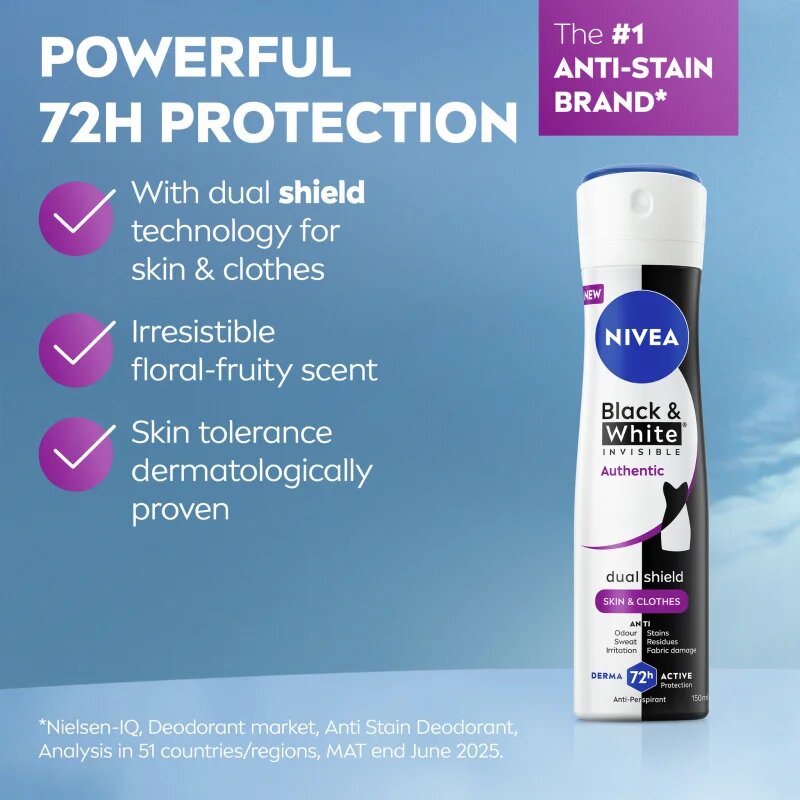 Nivea Black & White Authentic spray anti-perspirant 72 ore 150 ml