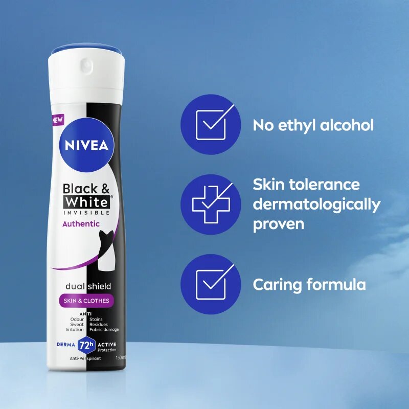 Nivea Black & White Authentic spray anti-perspirant 72 ore 150 ml