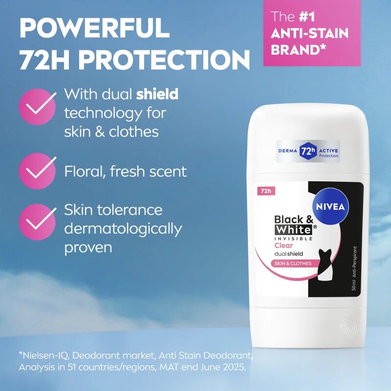 Nivea Black & White Invisible Clear antiperspirant puternic 50 ml