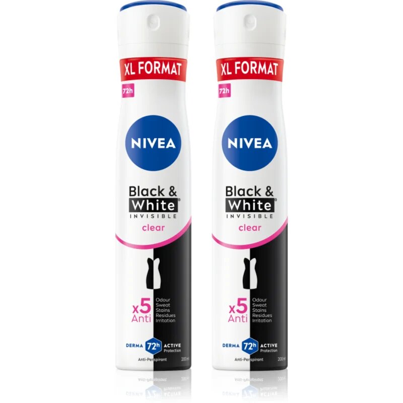 Nivea Black & White Invisible Clear spray anti-perspirant ambalaj economic