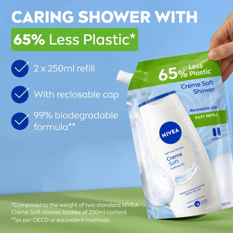 Nivea Creme Soft gel cremos pentru dus rezervă 500 ml