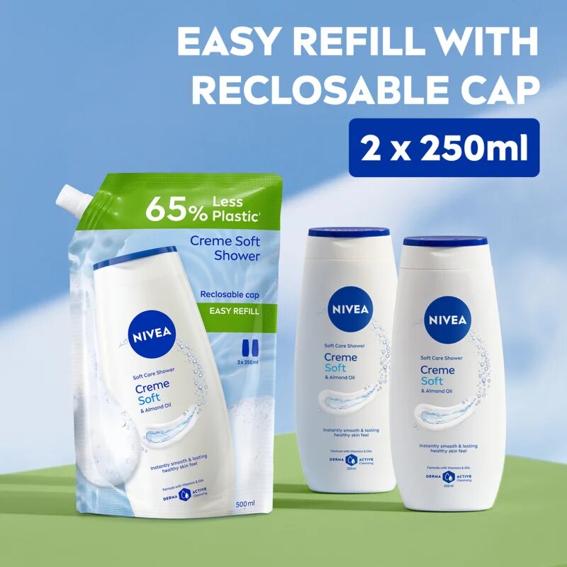 Nivea Creme Soft gel cremos pentru dus rezervă 500 ml