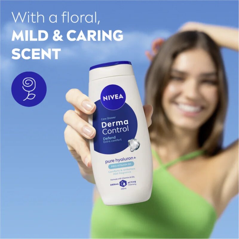 Nivea Derma Control Defend gel calmant pentru dus cu acid hialuronic 250 ml