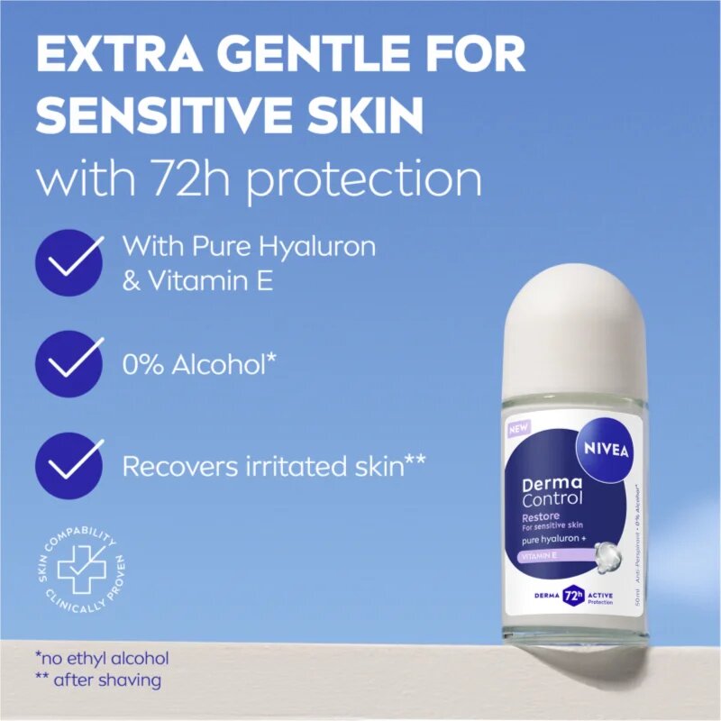 Nivea Derma Control Restore deodorant roll-on antiperspirant 72 ore 50 ml