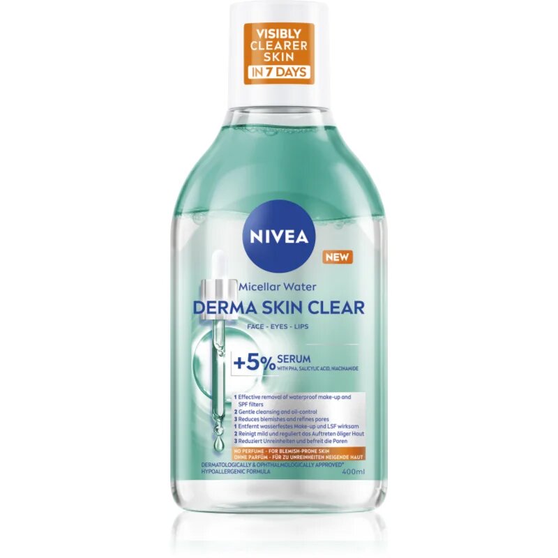 Nivea Derma Skin Clear apa pentru curatare cu particule micele impotriva imperfectiunilor pielii 400 ml