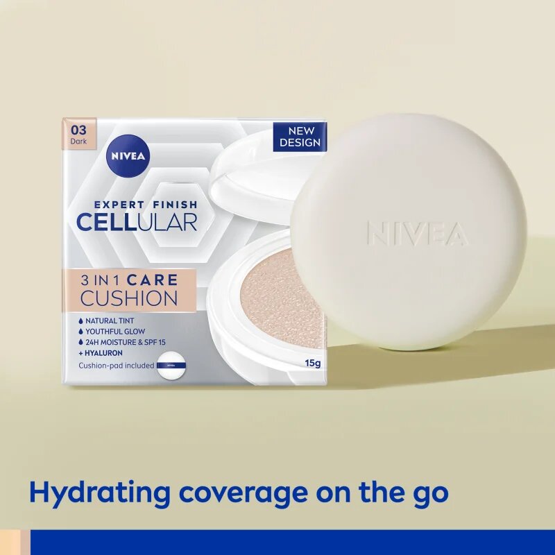 Nivea Hyaluron Cellular Filler Cushion fond de ten tip cushon 3 in 1 culoare 03 Dark 15 g
