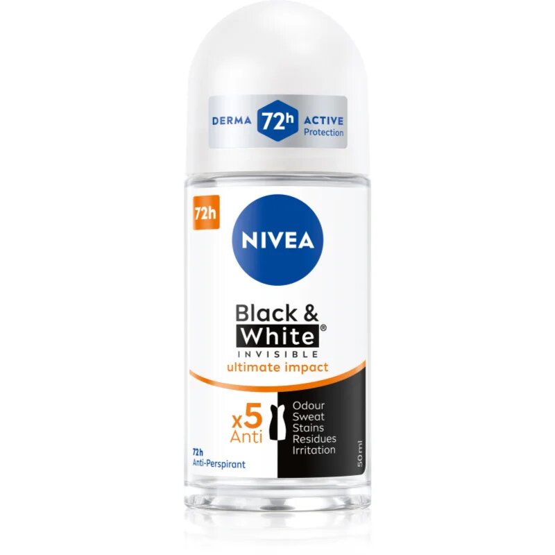 Invisible Black & White Ultimate Impact deodorant roll-on antiperspirant pentru femei 50 ml