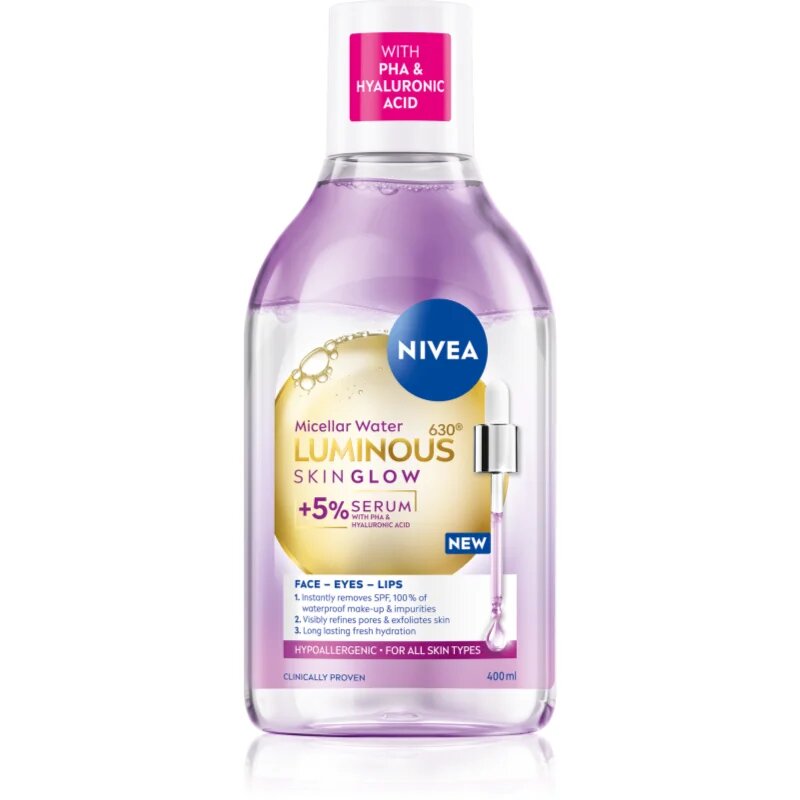 Nivea Luminous Skin Glow apa pentru curatare cu particule micele pentru o piele mai luminoasa 400 ml