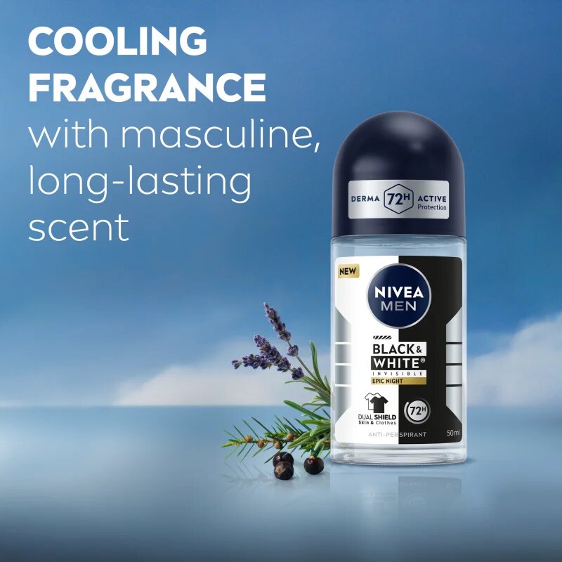 Nivea MEN Black & White Epic Night deodorant roll-on antiperspirant 72 ore 50 ml