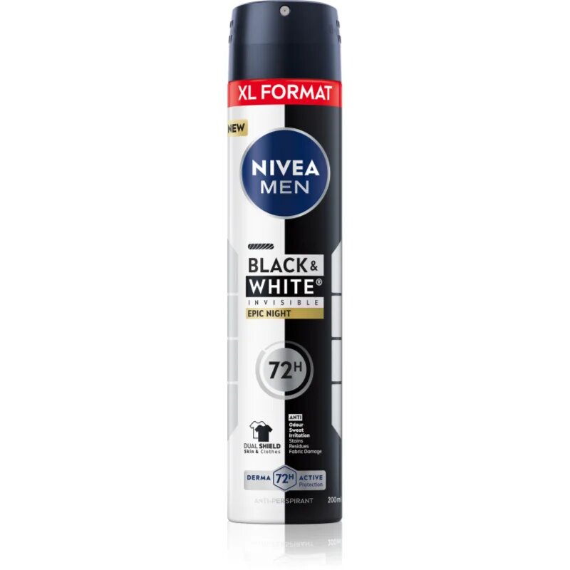 Nivea MEN Black & White Epic Night spray anti-perspirant pentru barbati 200 ml