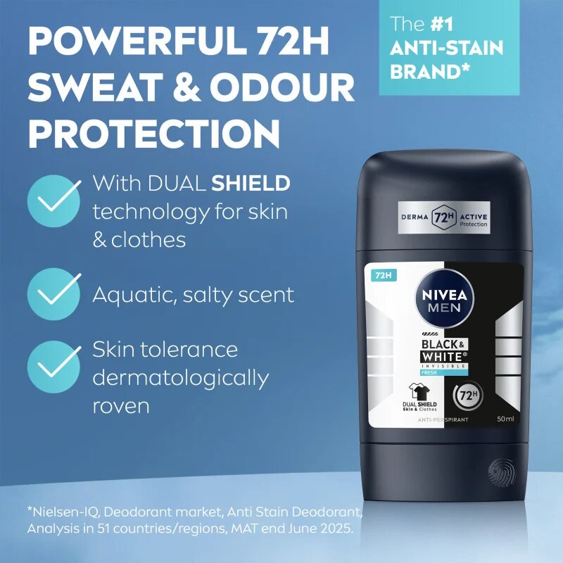 Nivea MEN Black & White Invisible Fresh antiperspirant puternic pentru barbati 50 ml