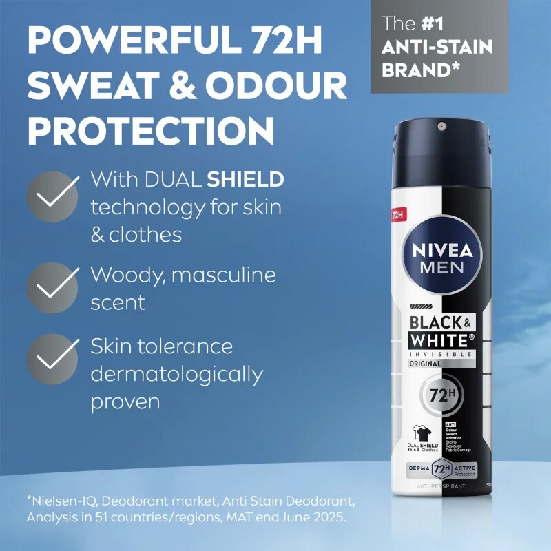 Nivea Men Black & White Invisible Original spray anti-perspirant pentru barbati 200 ml