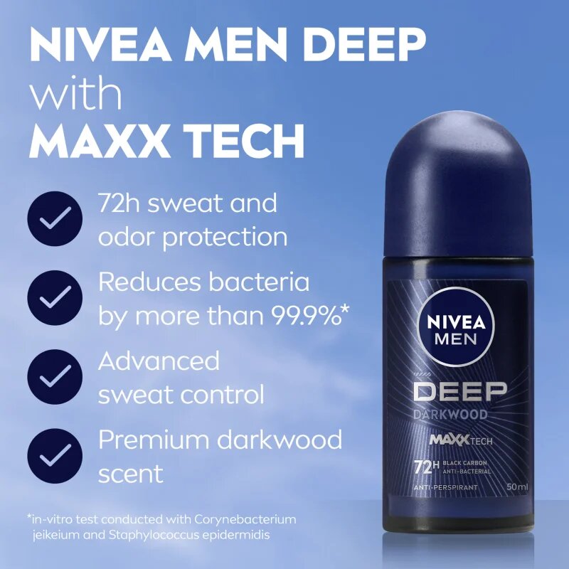 Nivea MEN Deep deodorant roll-on antiperspirant pentru barbati 50 ml