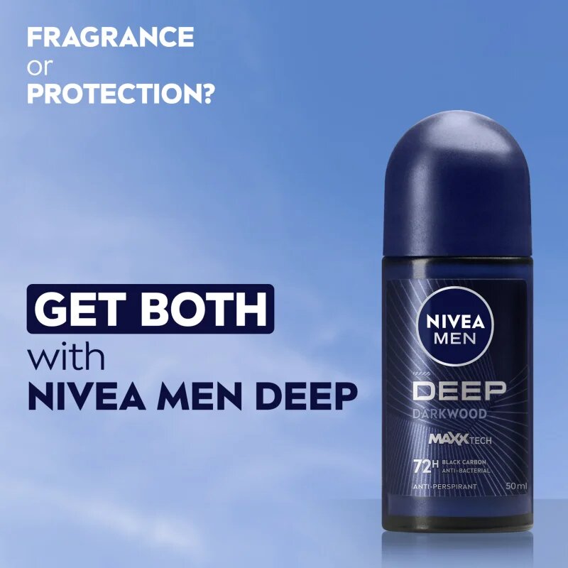 Nivea MEN Deep deodorant roll-on antiperspirant pentru barbati 50 ml