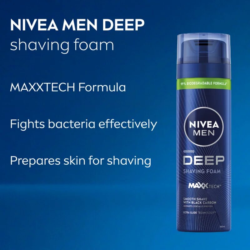 Nivea MEN Deep spumă pentru bărbierit pentru barbati 200 ml