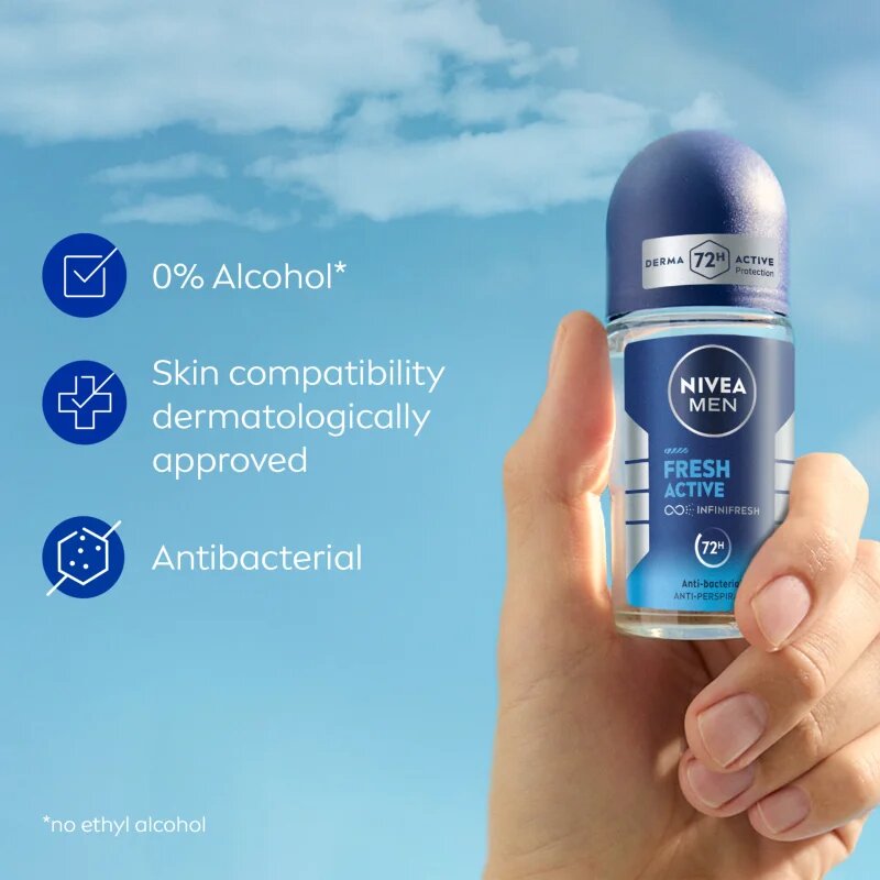 Nivea MEN Fresh Active deodorant roll-on antiperspirant pentru barbati 50 ml