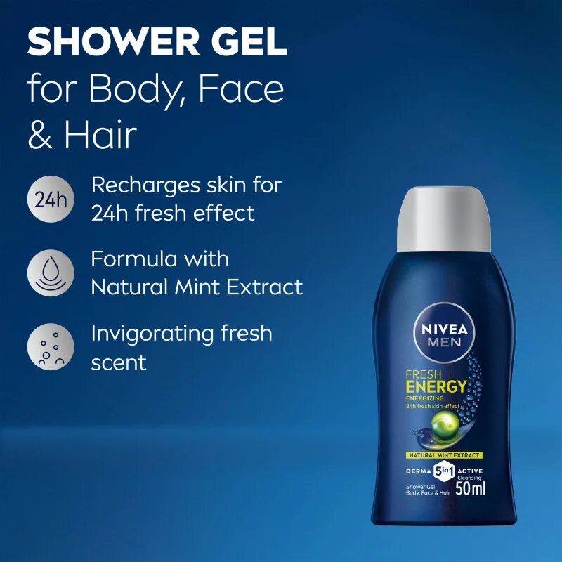 Nivea MEN Fresh Energy gel de duș pentru barbati 50 ml