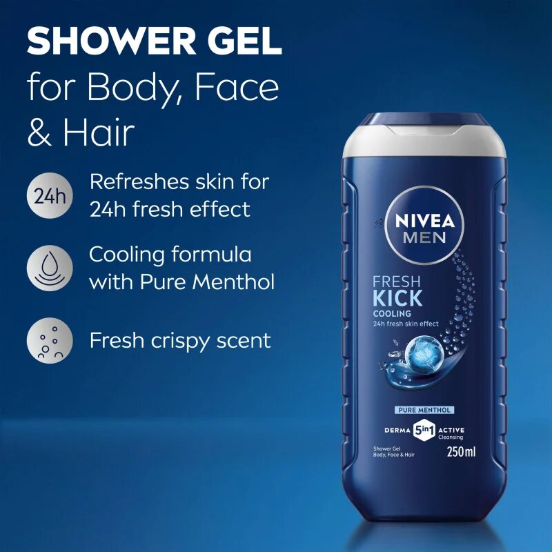 Nivea MEN Fresh Kick gel de duș pentru barbati 250 ml