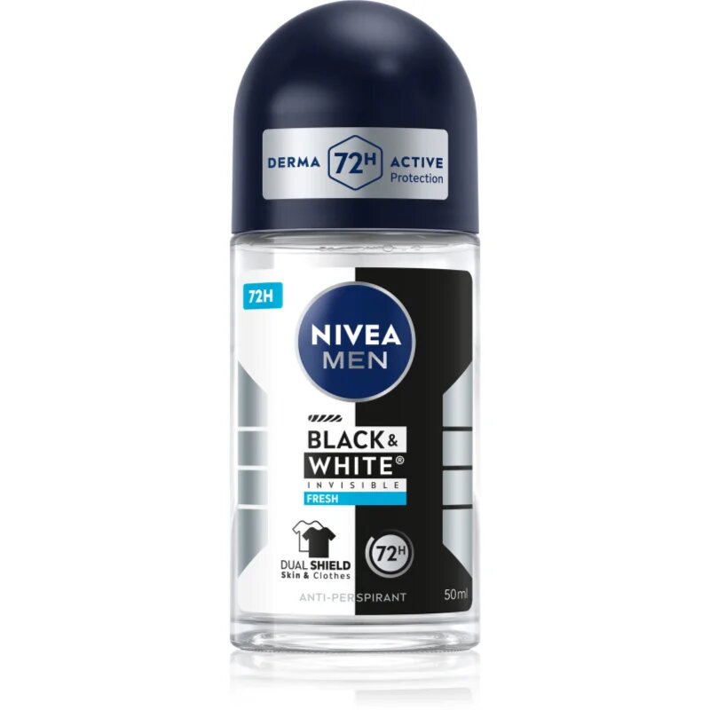 Nivea MEN Invisible Black & White Fresh deodorant roll-on antiperspirant pentru barbati 50 ml