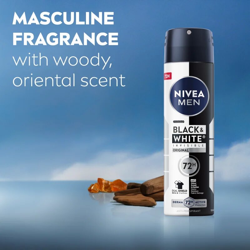 Nivea MEN Invisible Black & White spray anti-perspirant pentru barbati 150 ml
