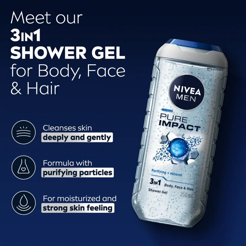Nivea MEN Pure Impact gel de duș pentru barbati 250 ml