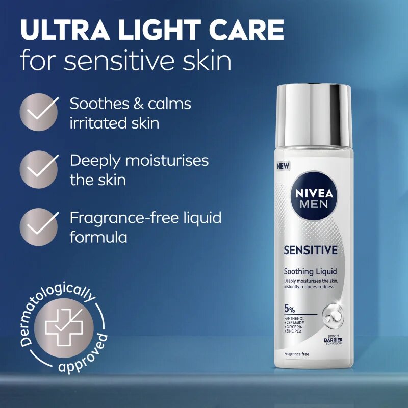 Nivea MEN Sensitive fluid cu o consistenta usoara pentru netezirea pielii 100 ml
