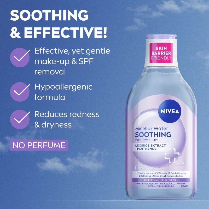 Nivea Micellar Soothing apa pentru curatare cu particule micele pentru piele sensibilă 100 ml
