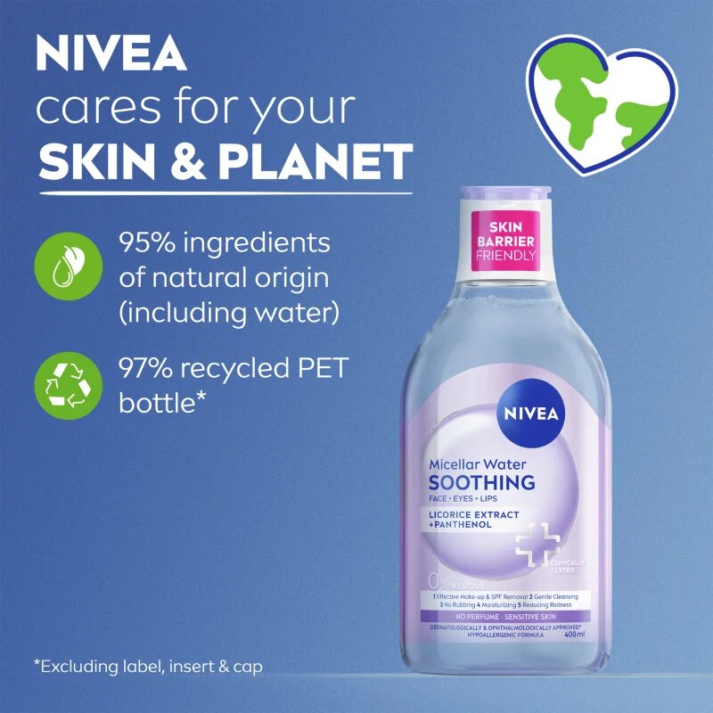 Nivea Micellar Soothing apa pentru curatare cu particule micele pentru piele sensibilă 100 ml