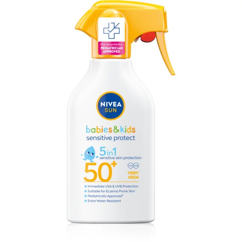Nivea SUN Babies & Kids spray pentru protectie solara pentru copii pentru piele sensibila SPF 50+ 250 ml