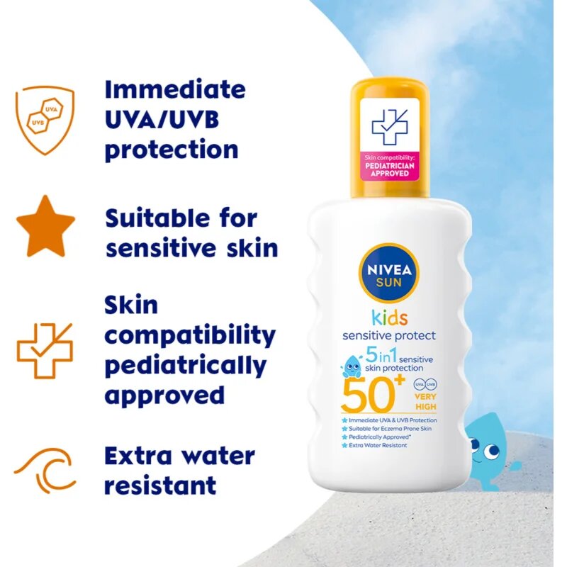 Nivea SUN Kids spray pentru protectie solara pentru copii SPF 50+ 200 ml