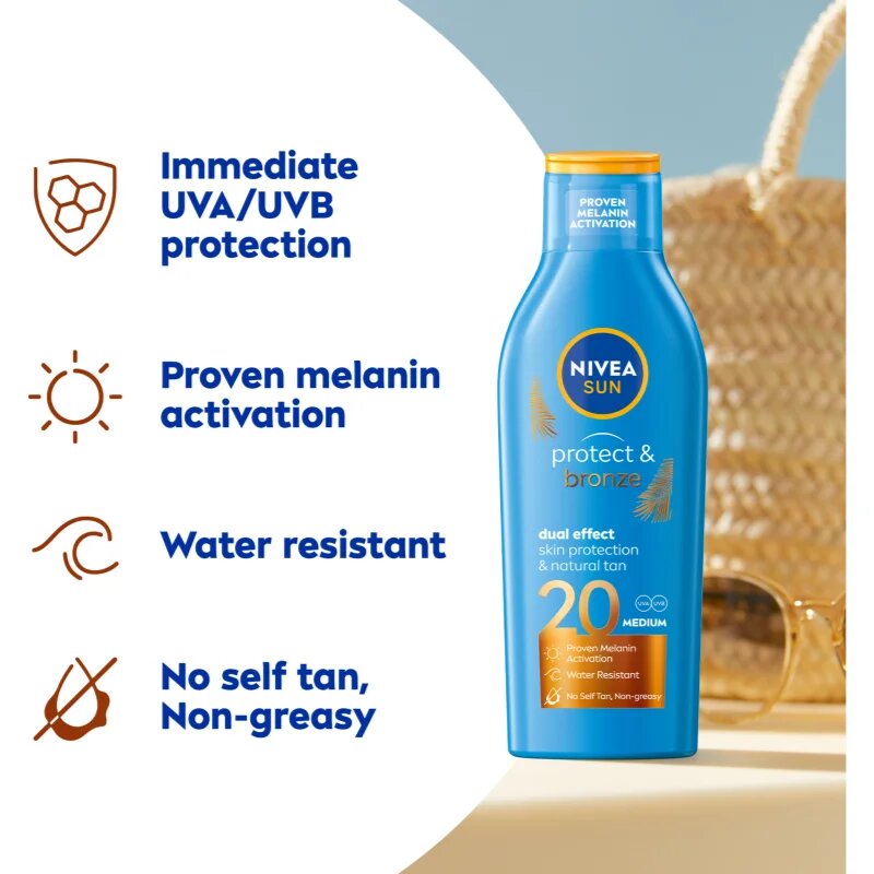 Nivea SUN Protect & Bronze lotiune de protectie solara intensiva SPF 20 200 ml