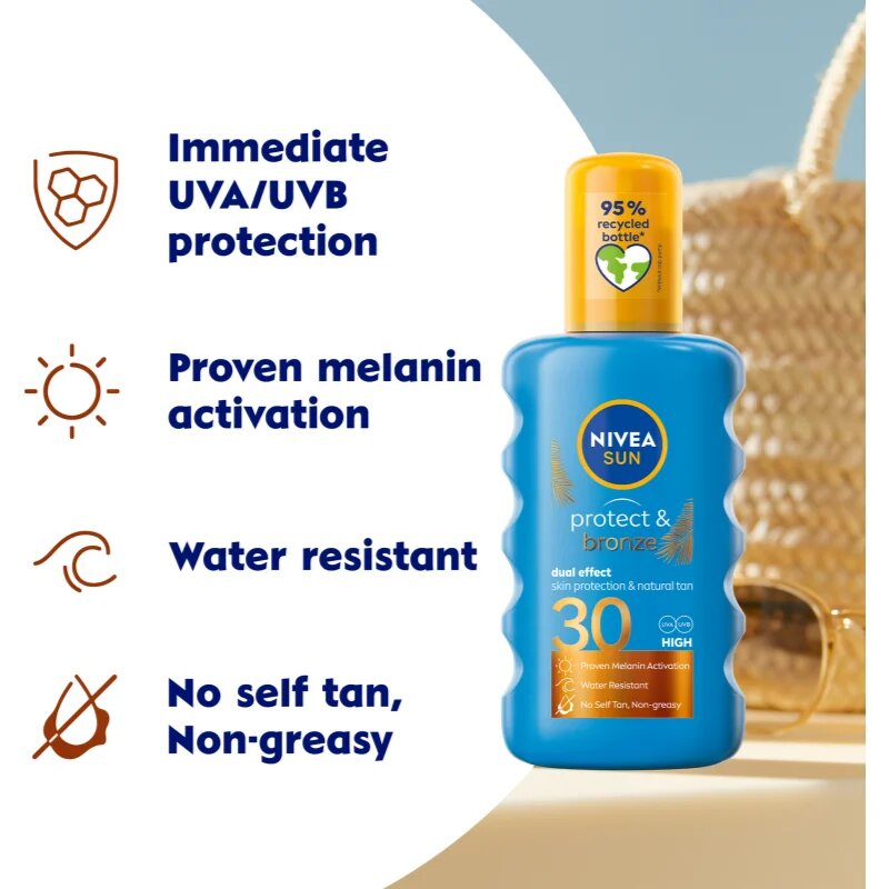 Nivea SUN Protect & Bronze spray de corp pentru un bronz intens SPF 30 200 ml