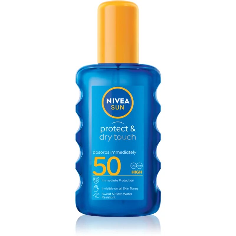 Nivea SUN Protect & Dry Touch spray transparent pentru bronzat SPF 50 200 ml