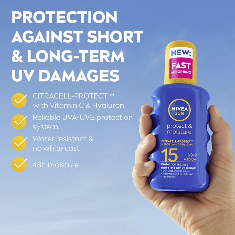 Nivea SUN Protect & Moisture spray pentru bronzat SPF 15 200 ml