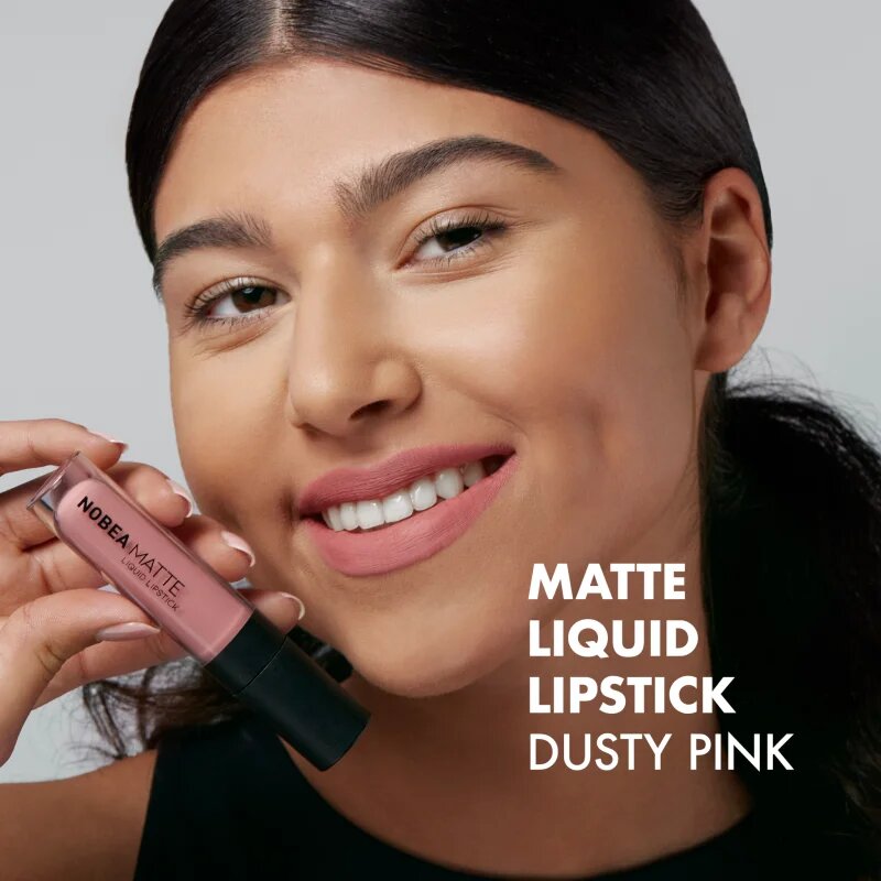 NOBEA Day-to-Day Matte Liquid Lipstick ruj lichid mat culoare Dusty Pink #M02 7 ml