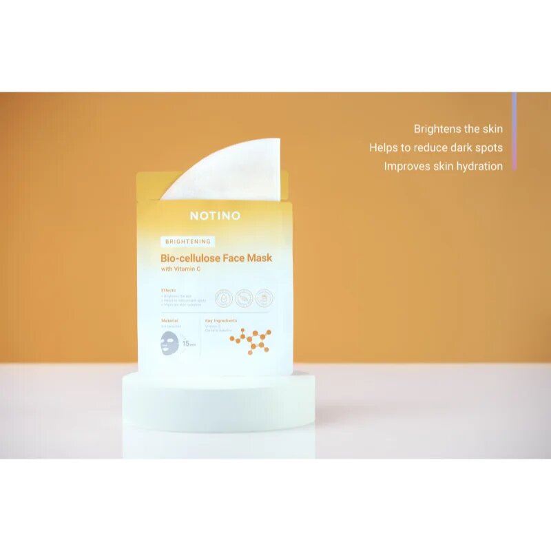 Notino Brightening Bio-Cellulose Face Mask with Vitamin C mască textilă iluminatoare 25 g