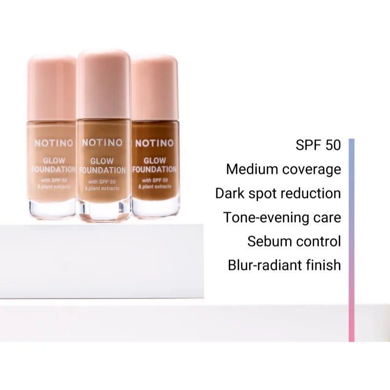 Notino Glow Foundation With SPF 50 & Plant Extracts make-up pentru luminozitate SPF 50 01 Light Cool 30 ml